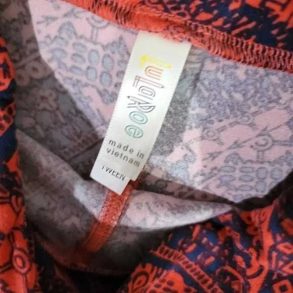 LuLaRoe Legging TWEEN Size Red Yellow Black Geometric NWOT - Picture 4 of 5